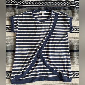 Motherhood women’s blue and white striped nursing shirt size small